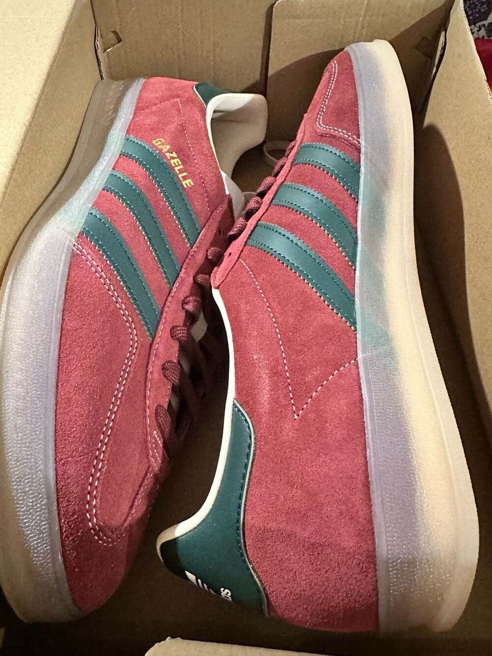 Adidas Gazelle Indoor Size 12 Burgundy Green Suede